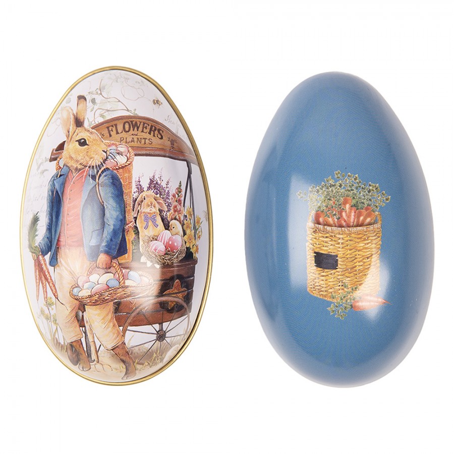 Uovo contenitore decorativo in metallo da appoggio - 2 varianti - 8x13x8 cm - Clayre e Eef